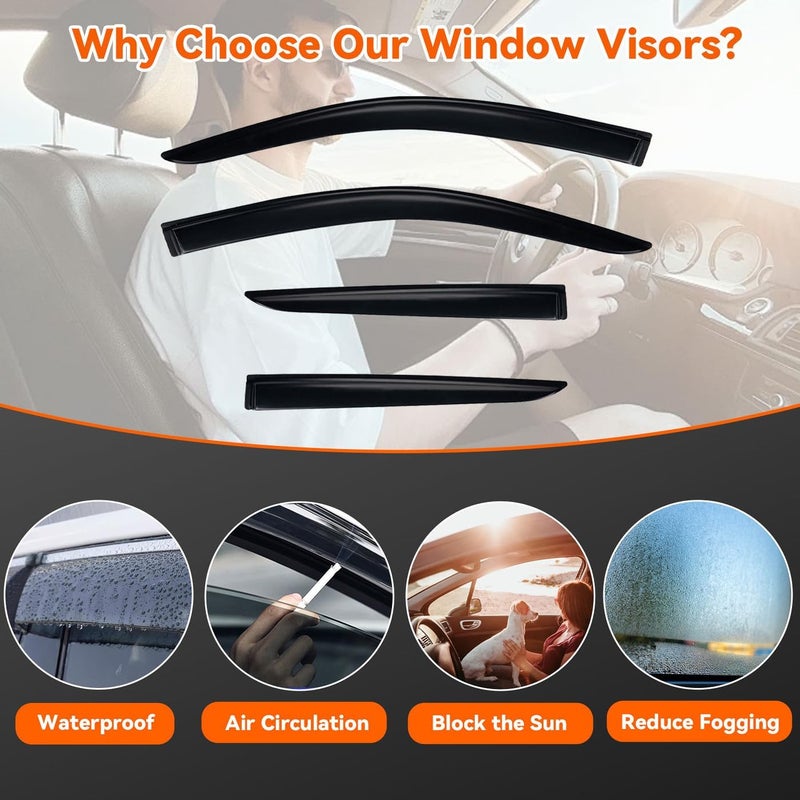 PLDDE Rain Guards Compatible with 2018-2022 Toyota C-HR CHR, Set of 4 Tape-On Side Window Visor Wind Deflector Vent Visors Car Accessories - Image 3